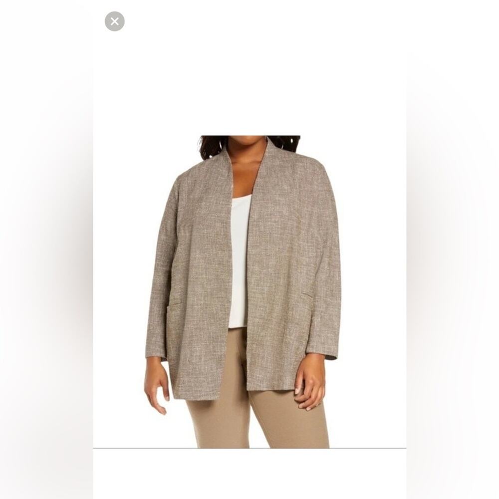 EILEEN FISHER Cotton Slub Tweed Jacket in Driftwood Size Unknown Use Measurement